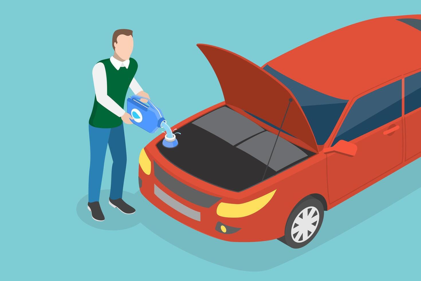 3D Isometric Flat Conceptual Illustration of Windscreen Washer Liquid, Bug Remover vector