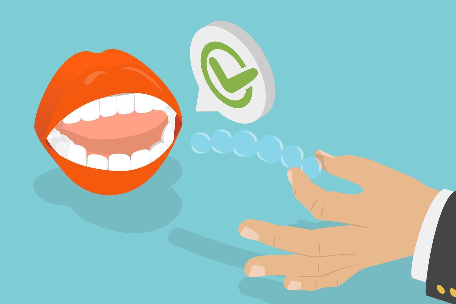 3D Isometric Flat Conceptual Illustration of Invisible Dental Braces, Orthodontic Silicone Retainer vector