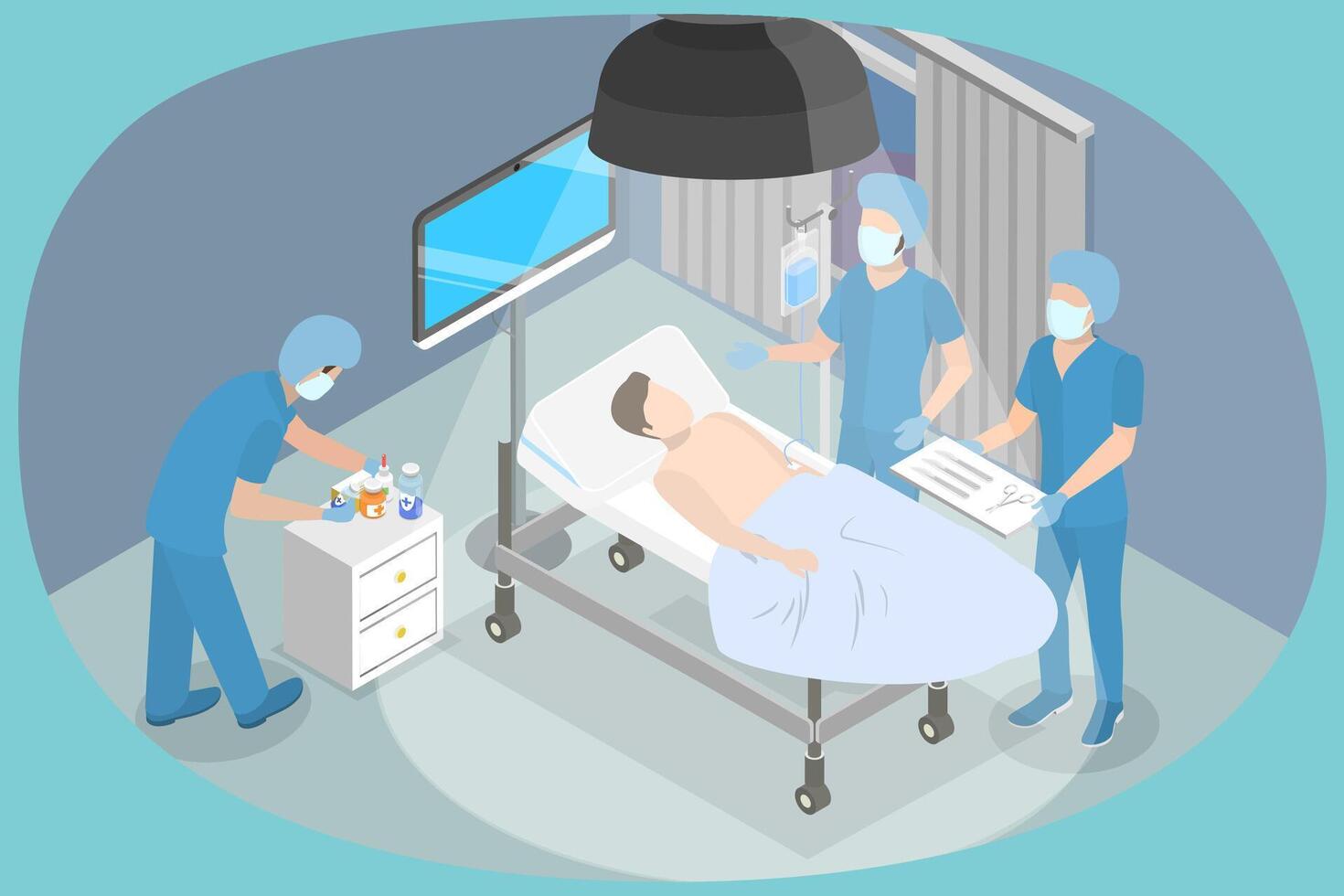 3D Isometric Flat Conceptual Illustration of Surgery, Medical Operation vector
