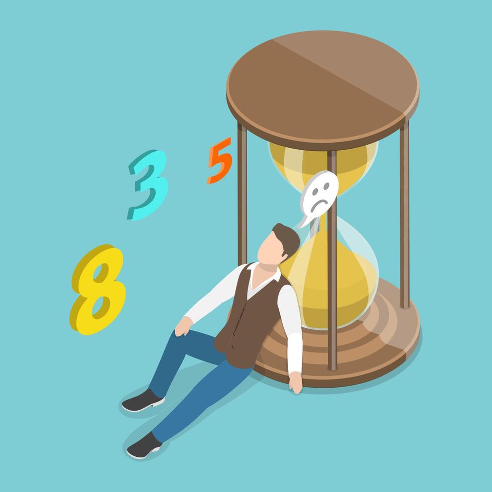 3D Isometric Flat Conceptual Illustration of Long Wait, Appointment Delay vector