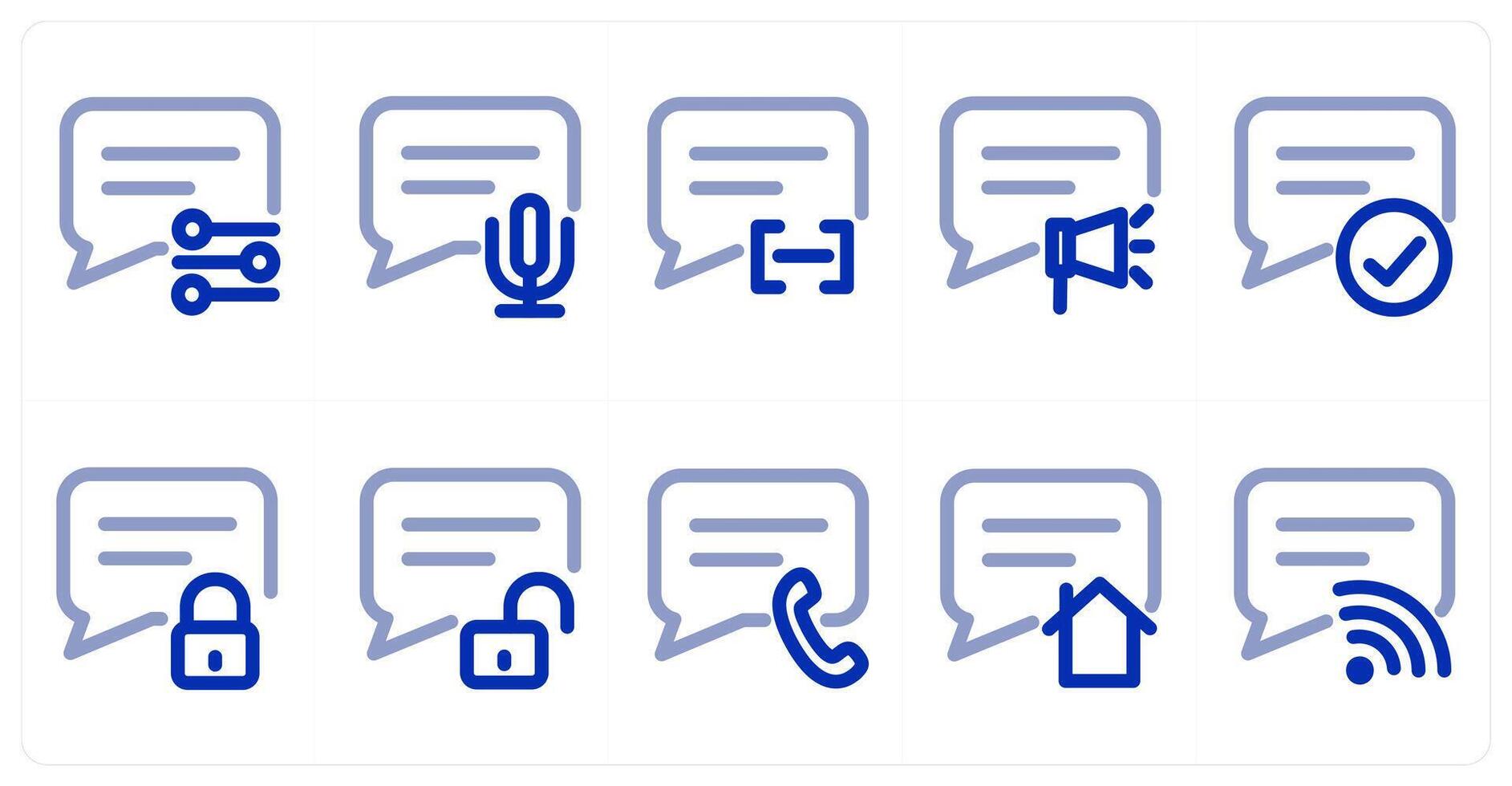 A set of 10 micro icons as message, audio message, message vector