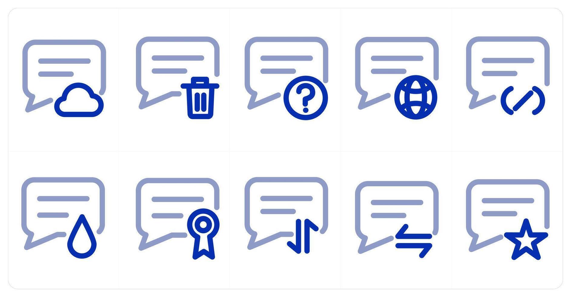 A set of 10 micro icons as cloud message, trash message, message query vector