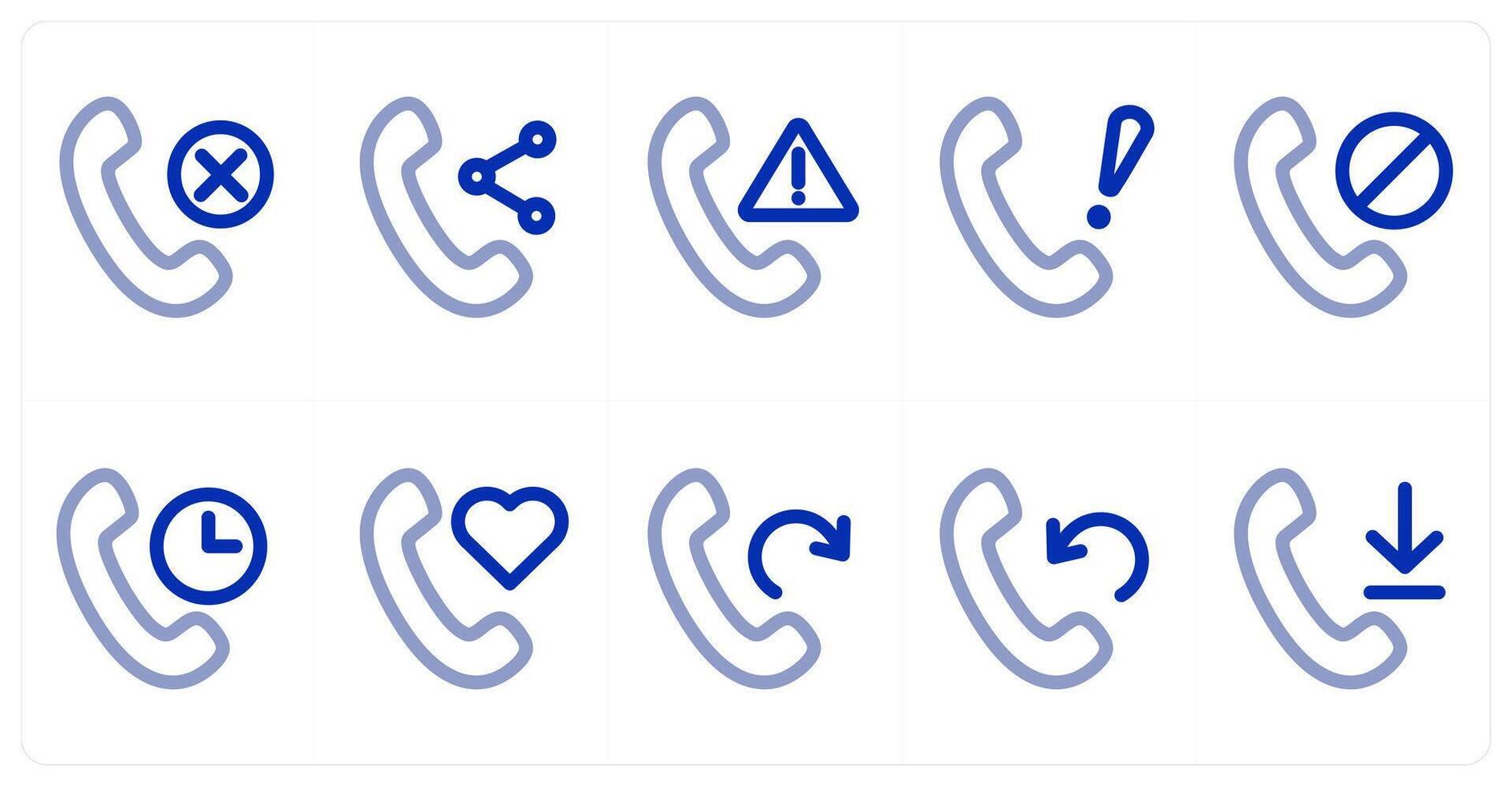 A set of 10 micro icons as remove call, share call, alert call vector