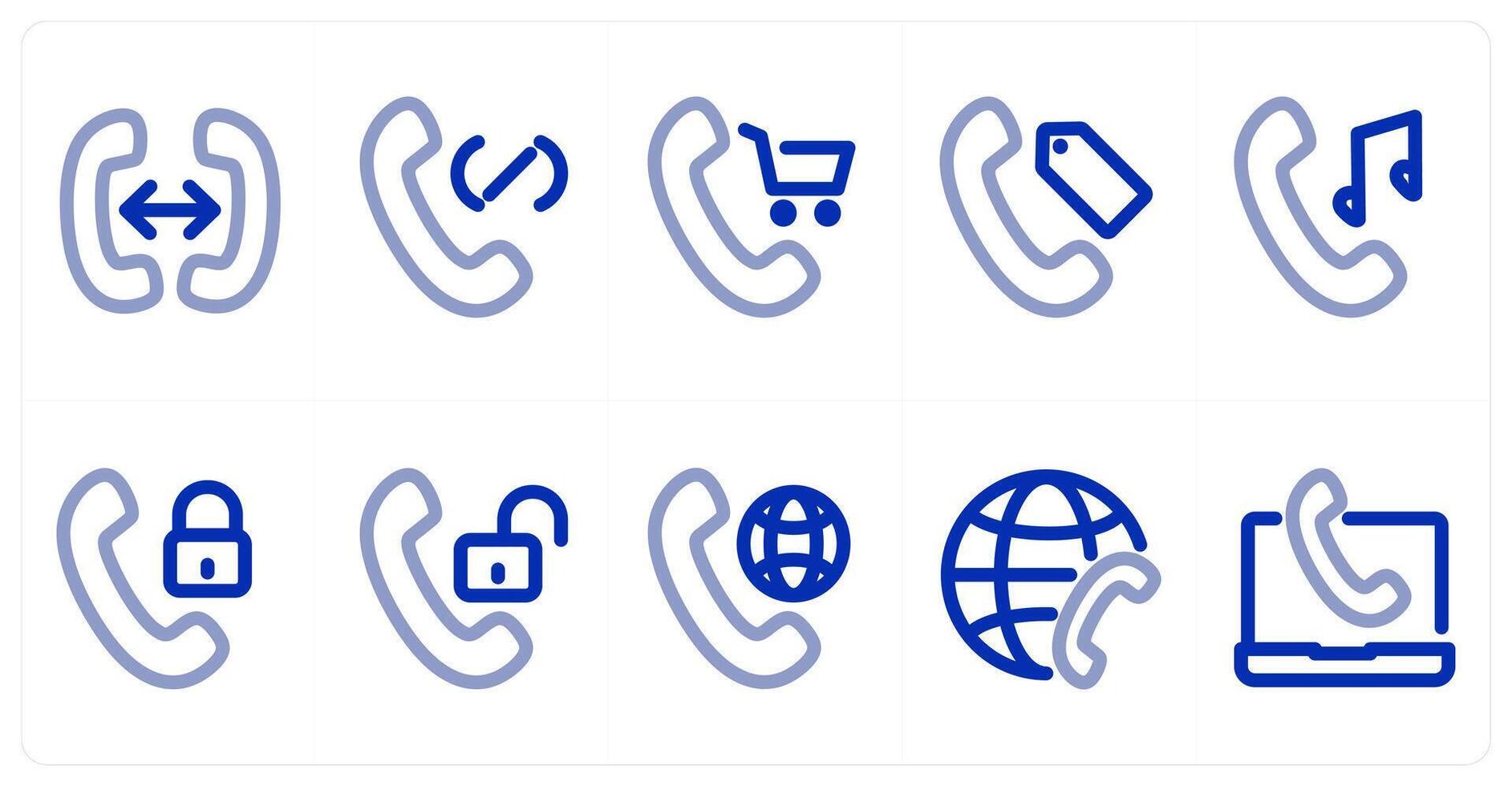 A set of 10 micro icons as call transfer, call, cart call vector