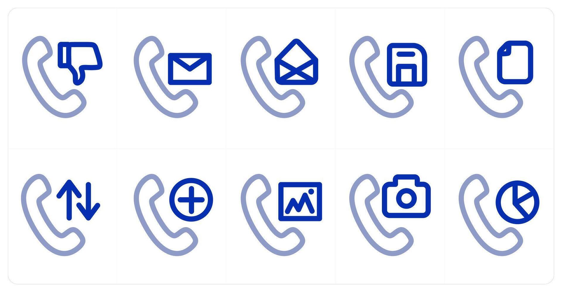 A set of 10 micro icons as dislike call, call message, call vector