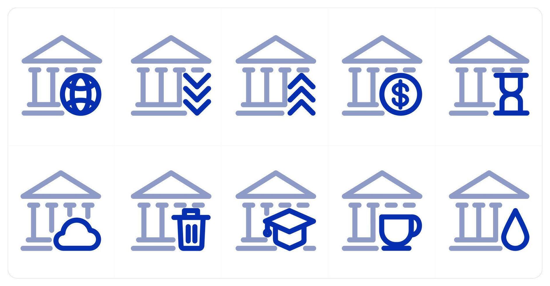 A set of 10 micro icons as global bank, bank, finance bank vector