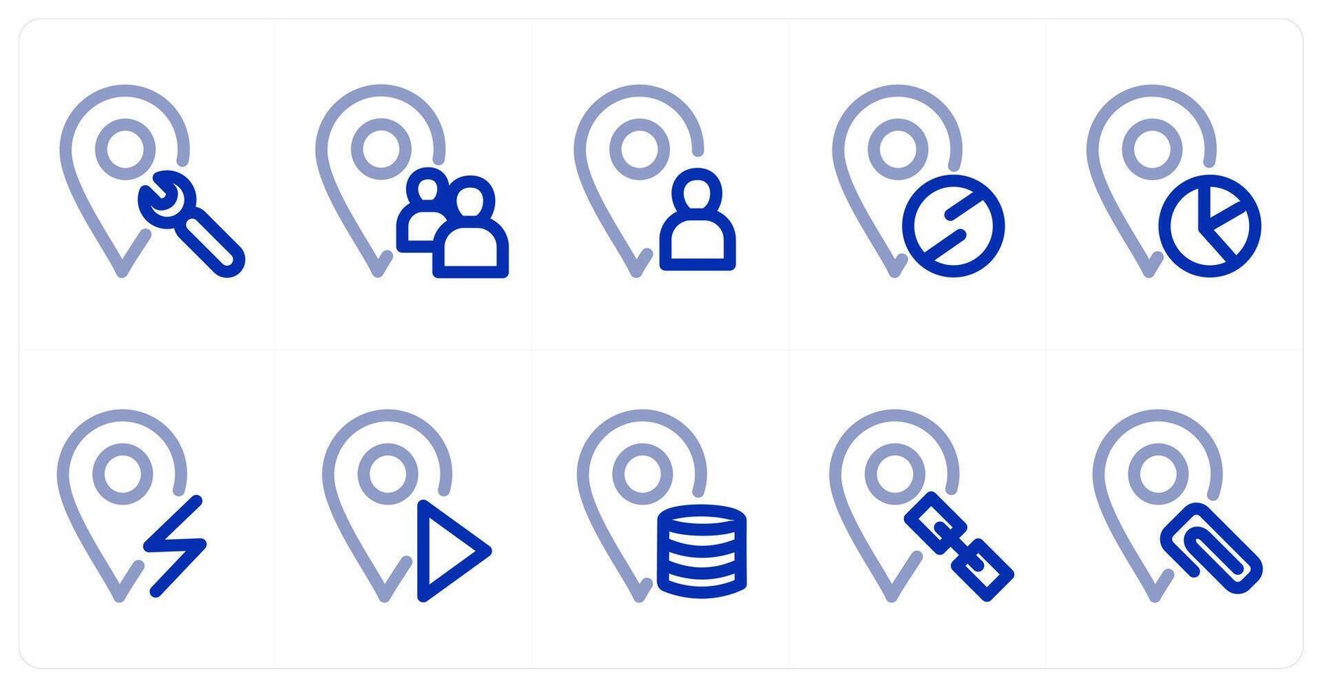 A set of 10 micro icons as location maintenance, location, location prohibited vector