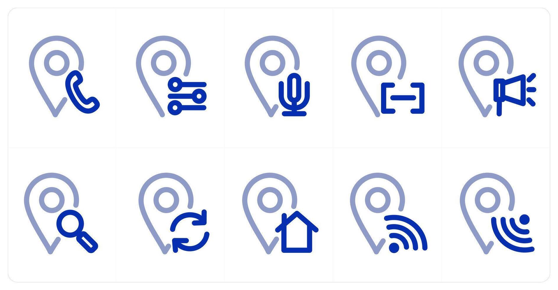 A set of 10 micro icons as call location, location, voice location vector