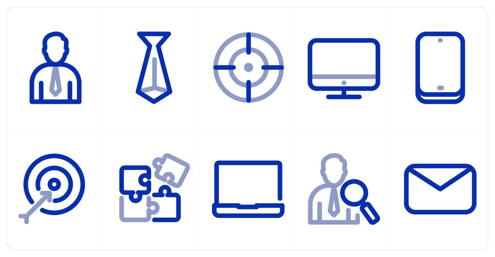 A set of 10 micro icons as businessman, tie, focus vector