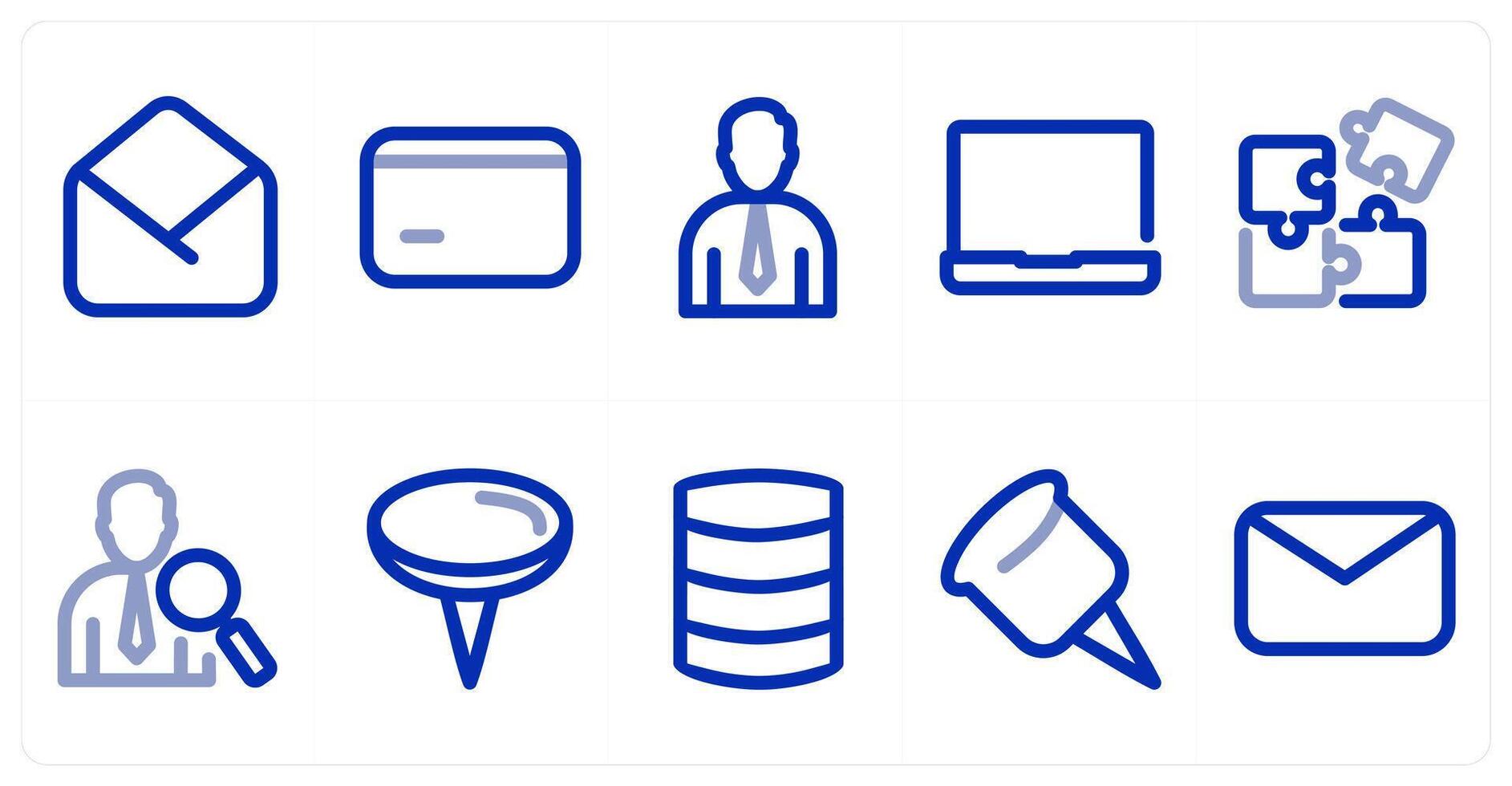 A set of 10 micro icons as message, credit card, businessman vector