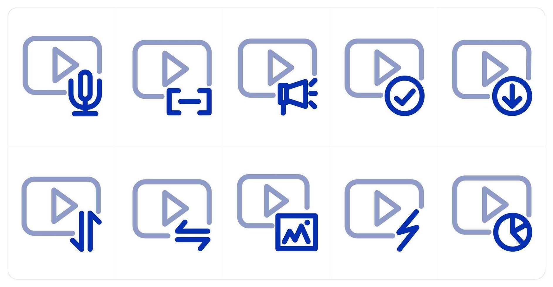 A set of 10 micro icons as audio, , advertisement vector