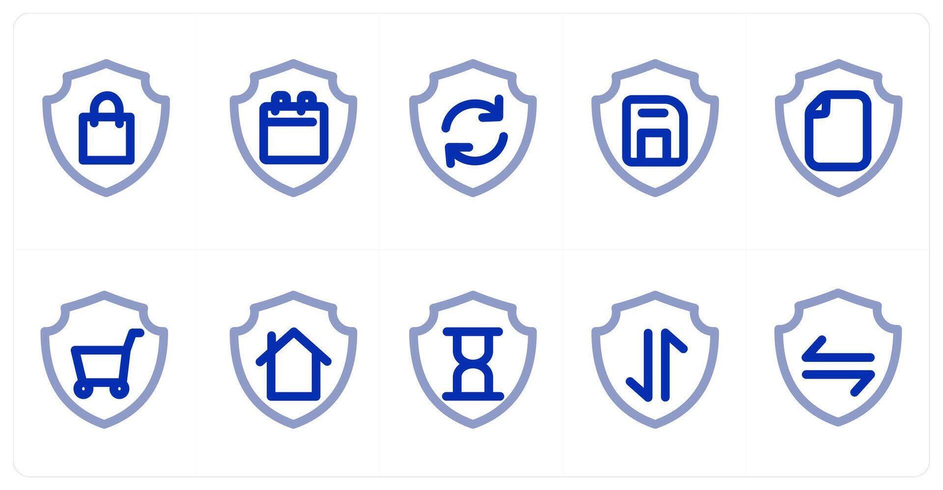 A set of 10 micro icons as shopping security, calendar security, update security vector