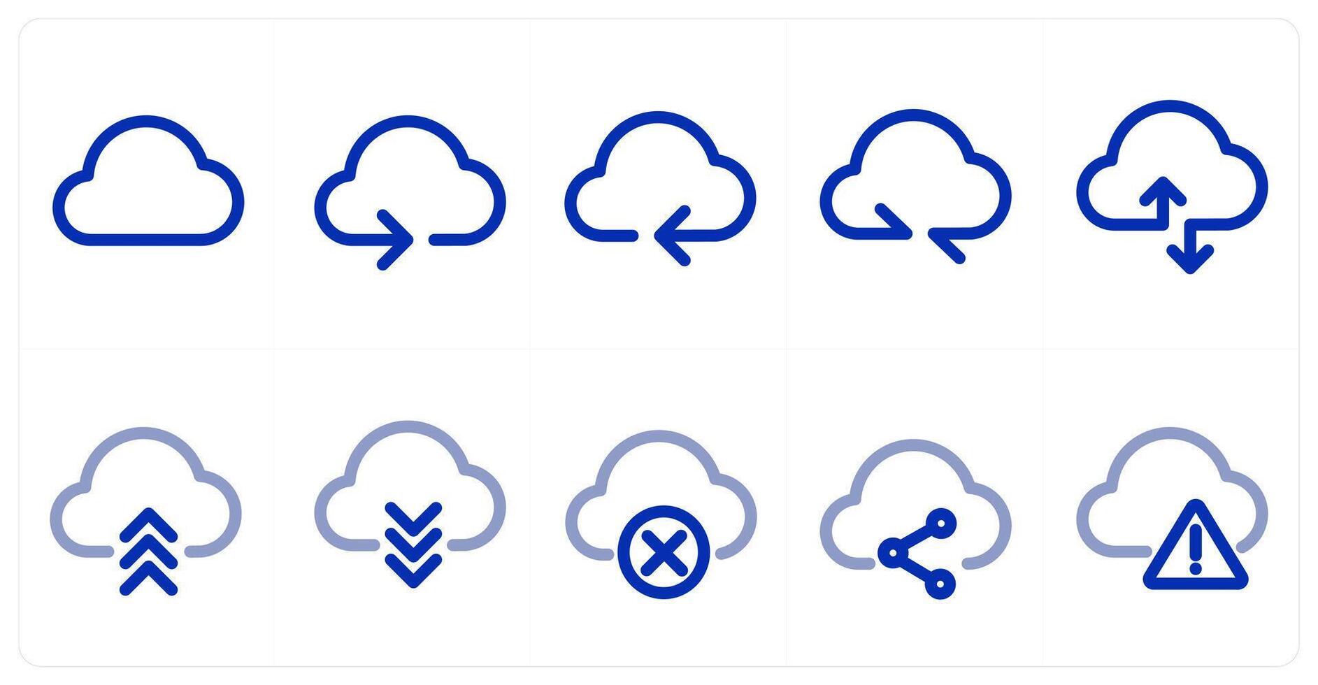 A set of 10 micro icons as cloud, cloud synchronization, remove cloud vector