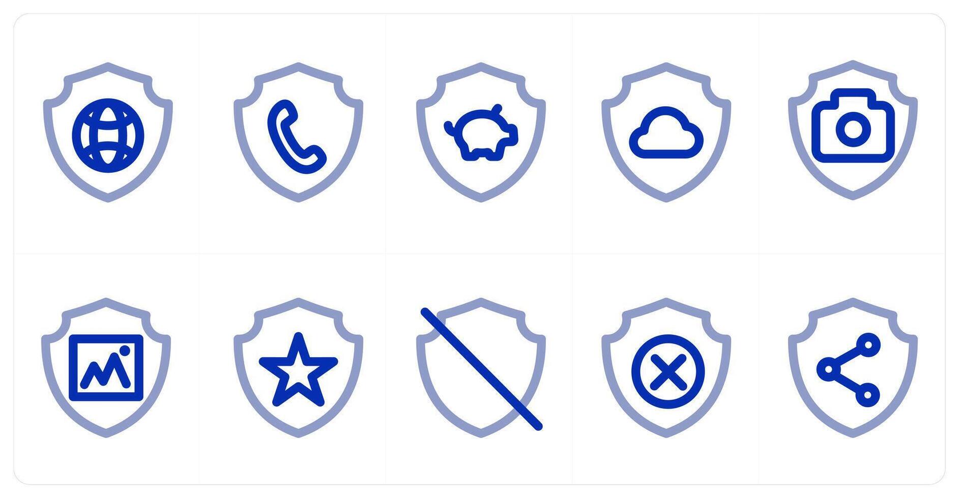A set of 10 micro icons as global protection, call security, bank security vector