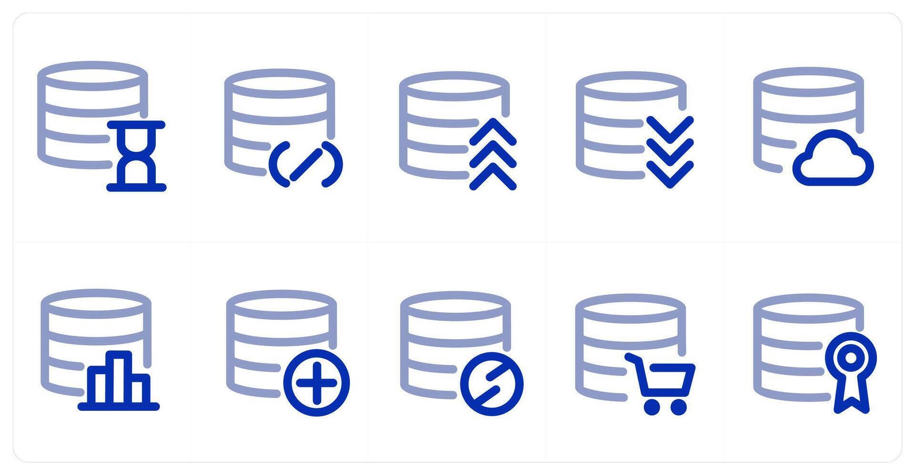 A set of 10 micro icons as server time, server prohibited, server vector
