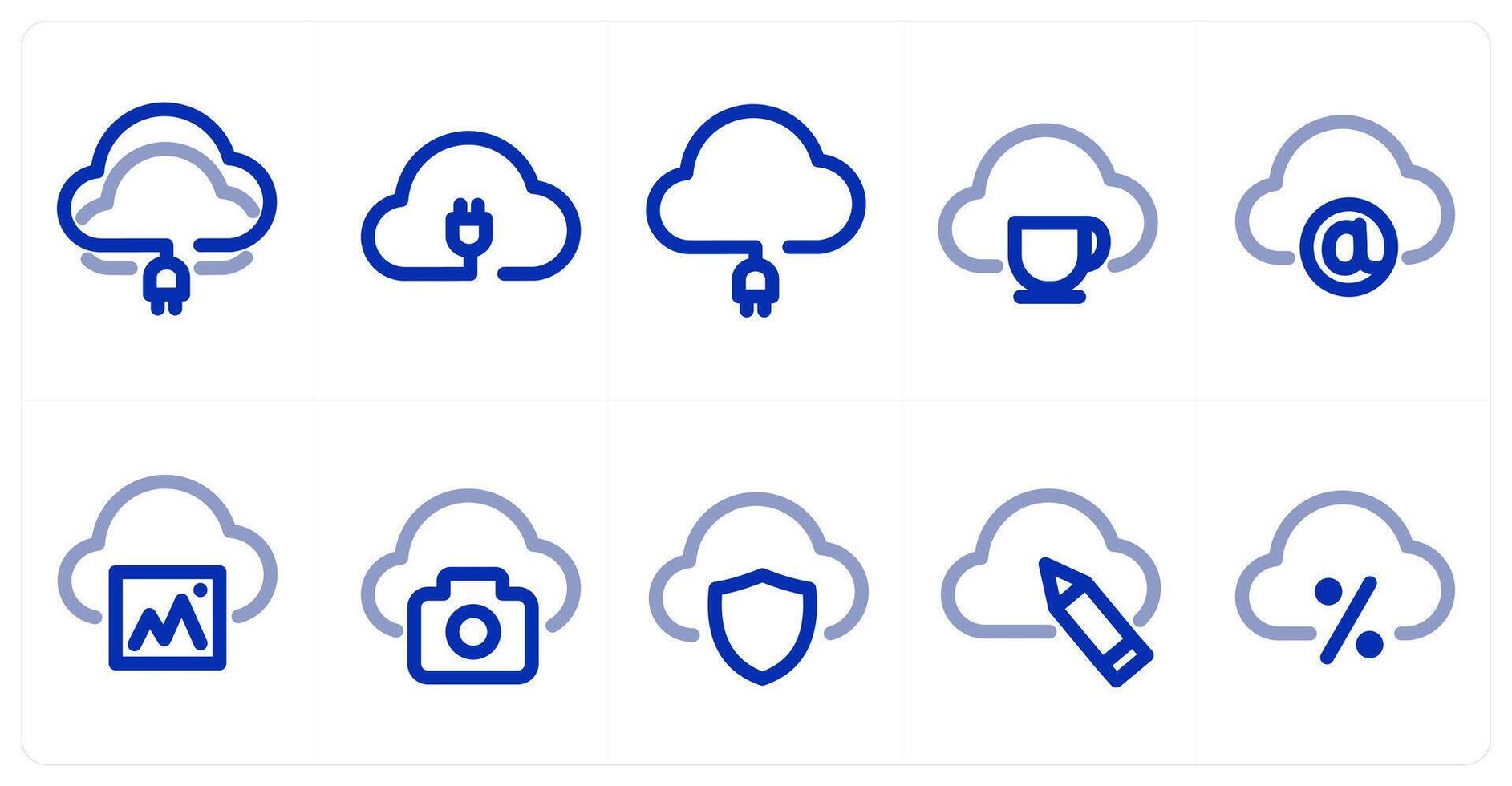 A set of 10 micro icons as cloud connection, cloud, cloud mail vector