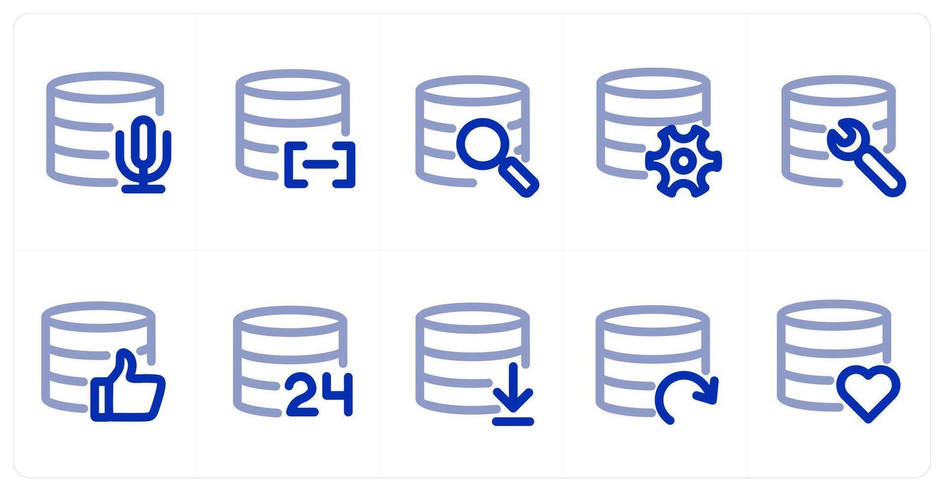 A set of 10 micro icons as server, search database, server maintenance vector