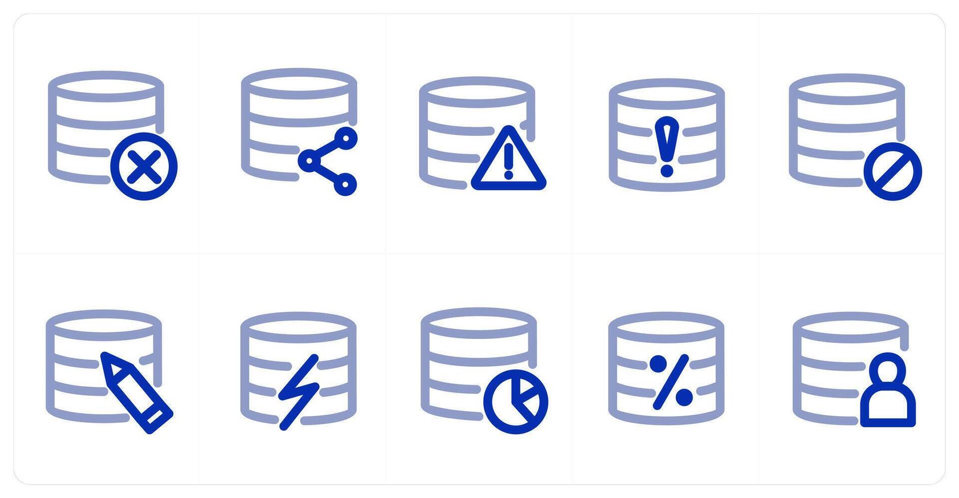 A set of 10 micro icons as remove server, server share, server maintenance vector