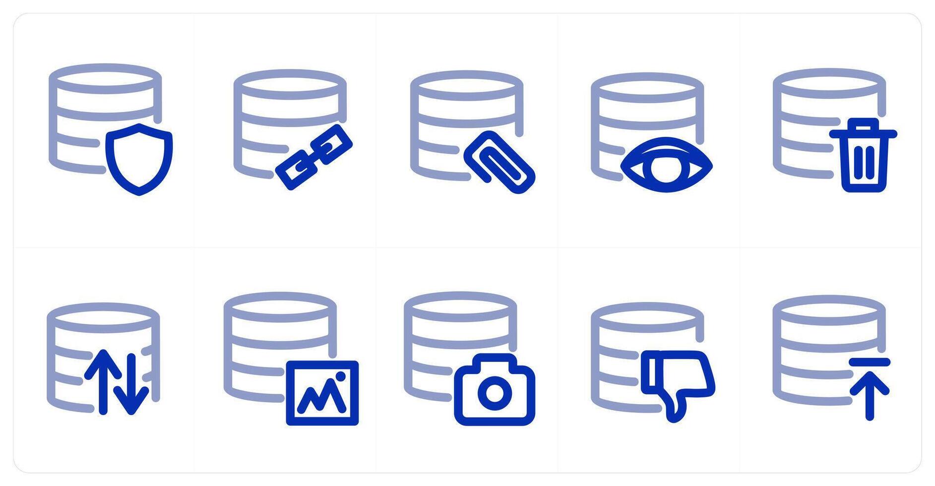 A set of 10 micro icons as server protection, server link, server vision vector