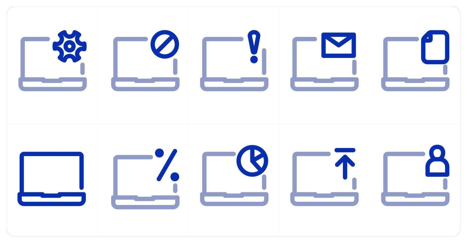 A set of 10 micro icons as laptop maintenance, laptop prohibited, laptop info vector