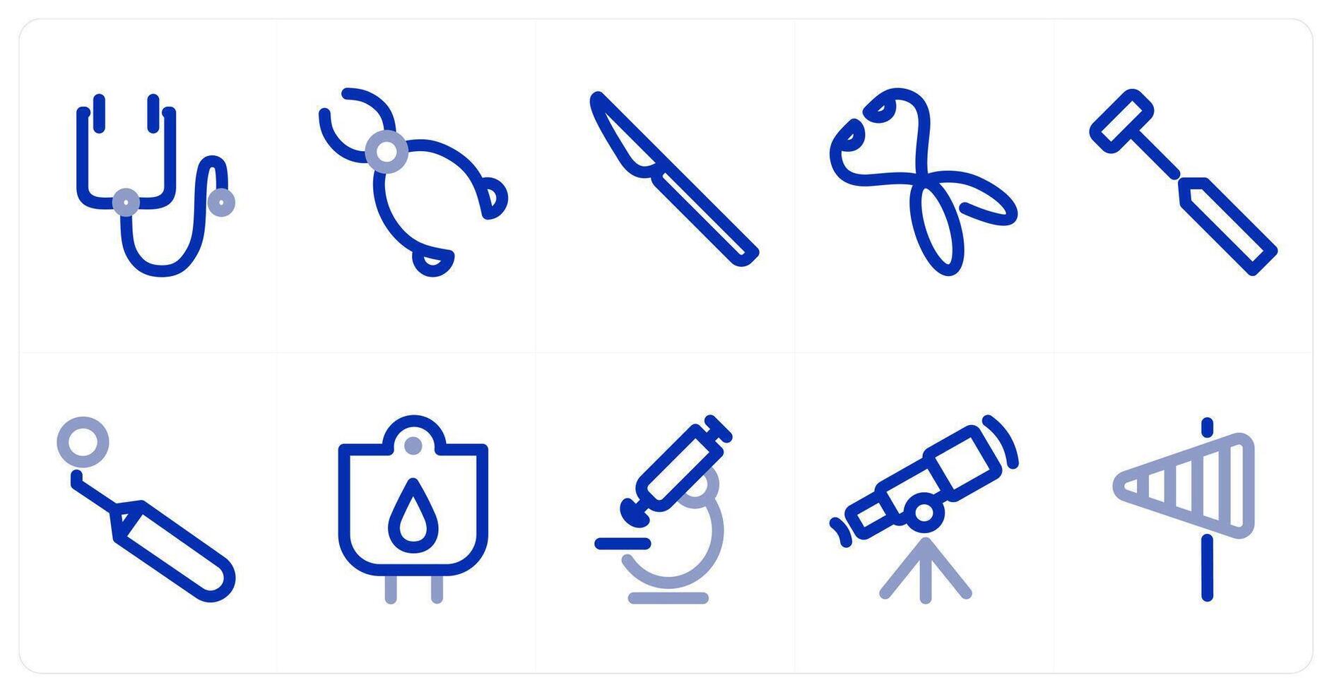 A set of 10 micro icons as stethoscope, medical, scalpel vector