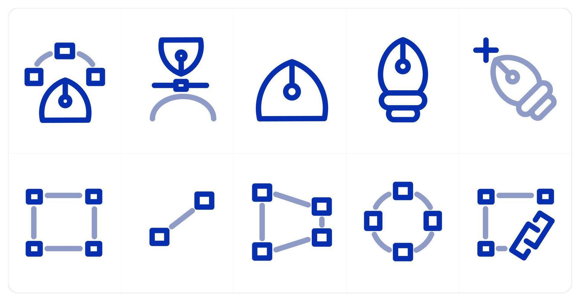 A set of 10 micro icons as bezier tool, bezeir vector