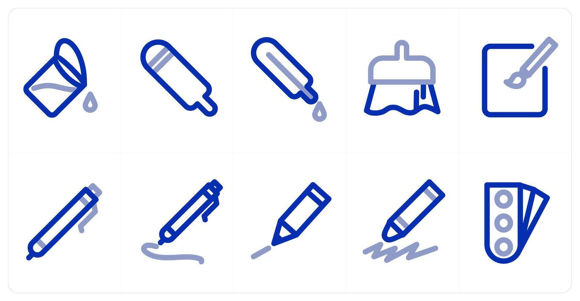 A set of 10 micro icons as paint bucket, dropper, drawing vector