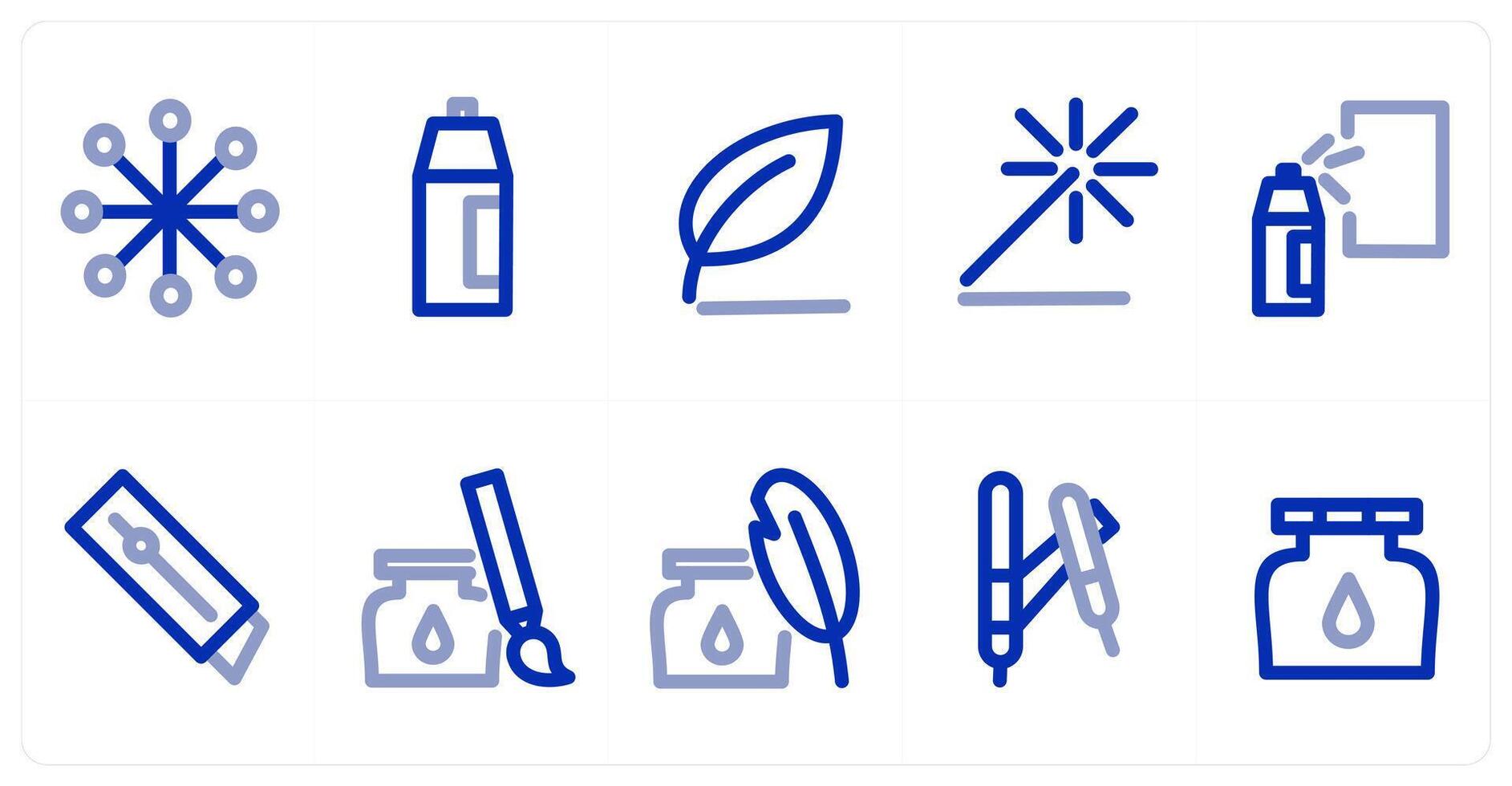 A set of 10 micro icons as color palette, paint spray, leaf vector