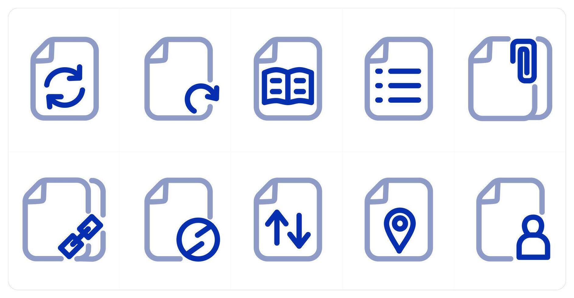 A set of 10 micro icons as refresh file, file, file clip vector