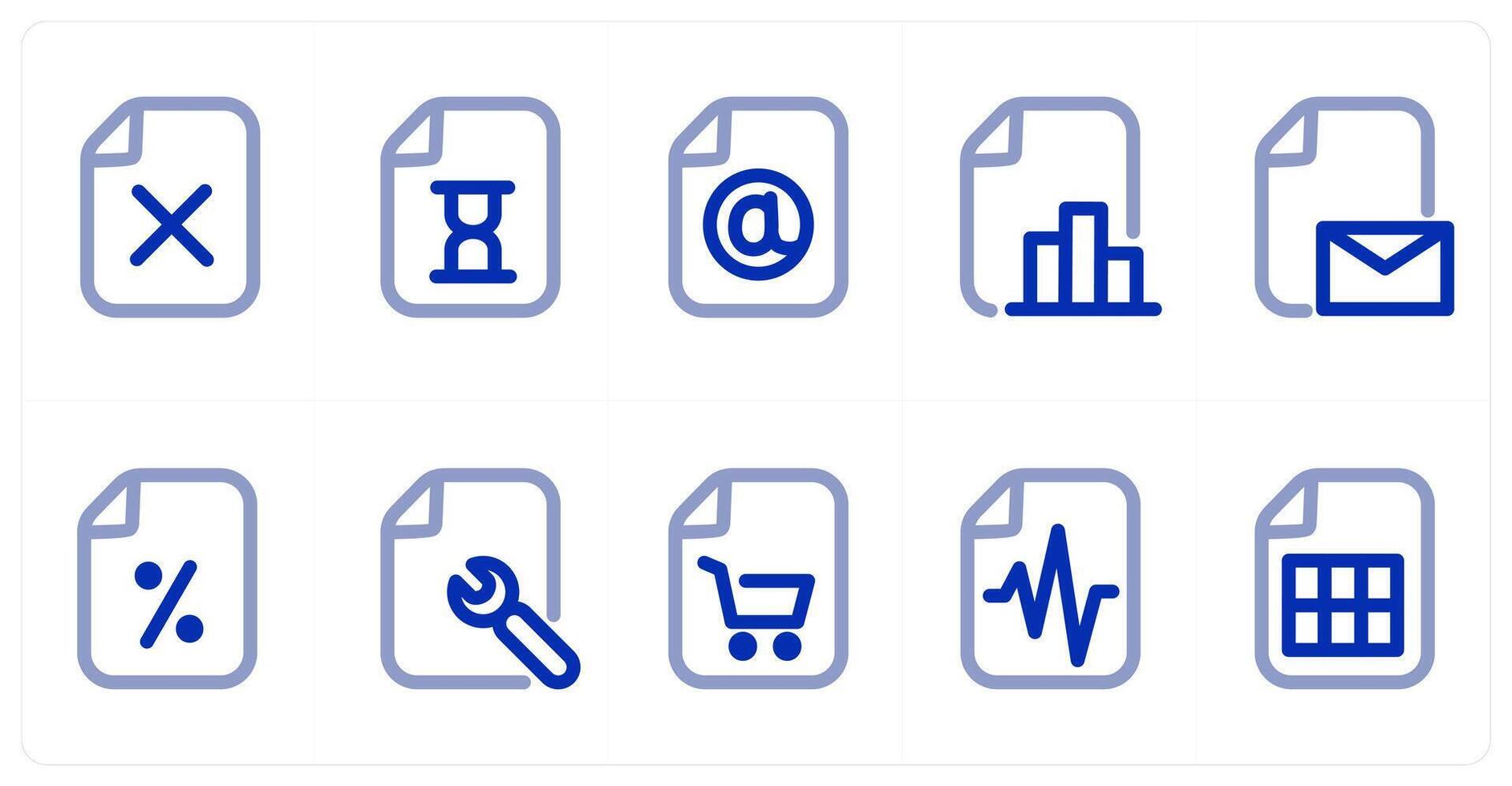 A set of 10 micro icons as wrong file, file time, email file vector