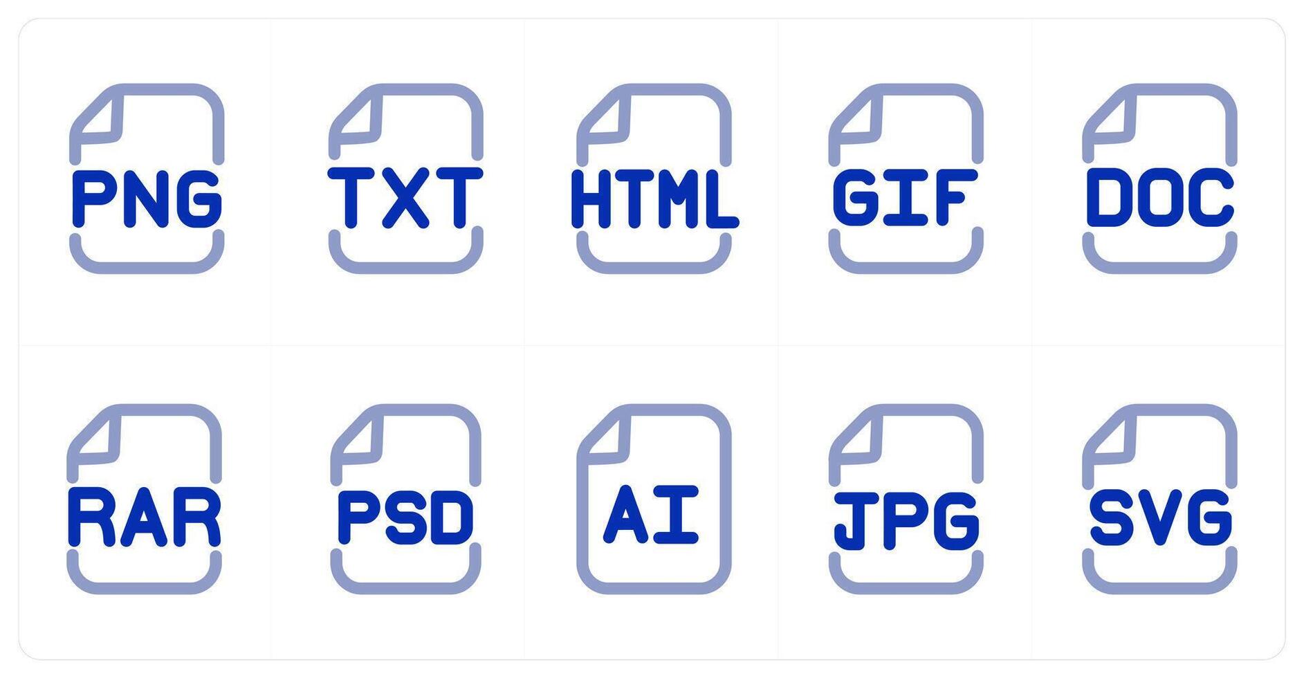 A set of 10 micro icons as file, txt file, html file vector