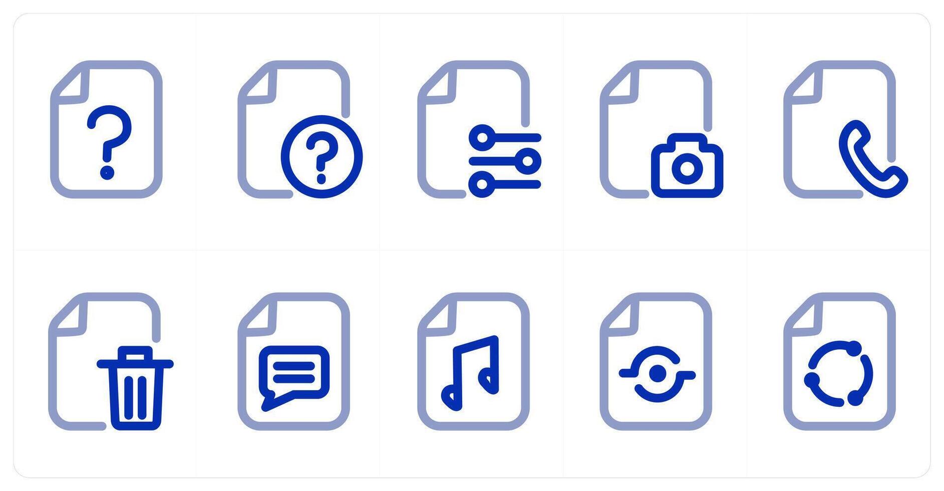 A set of 10 micro icons as file query, file, camera file vector