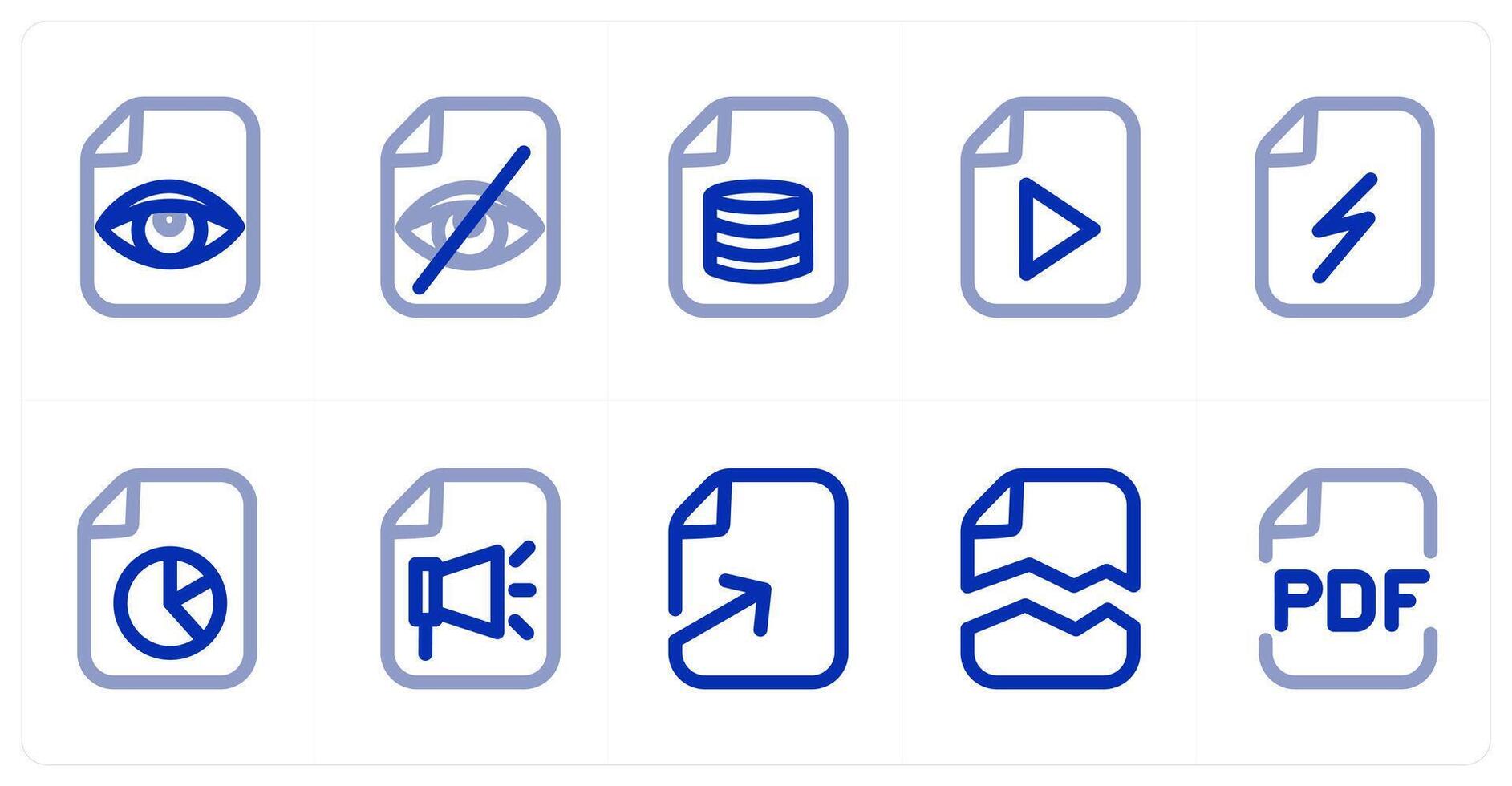 A set of 10 micro icons as file vision, hidden file, data file vector