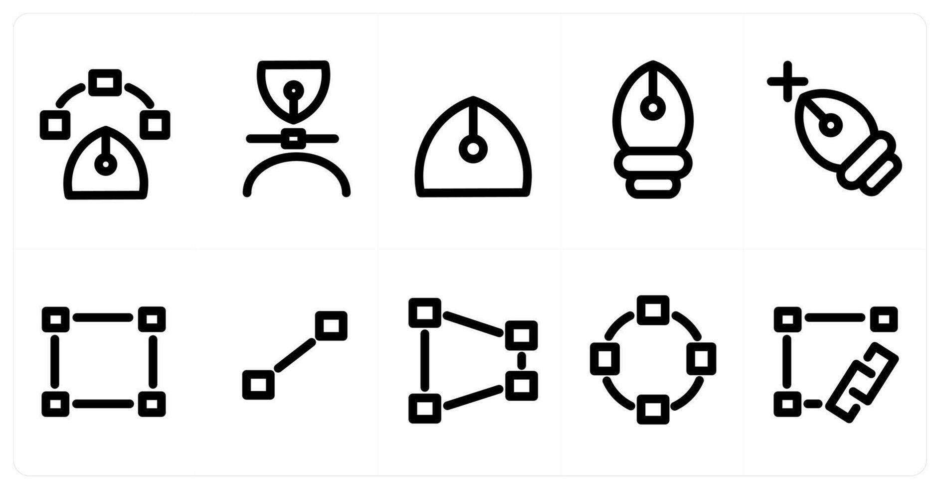 Set of 10 micro icons bezier tool, bezeir, curves vector