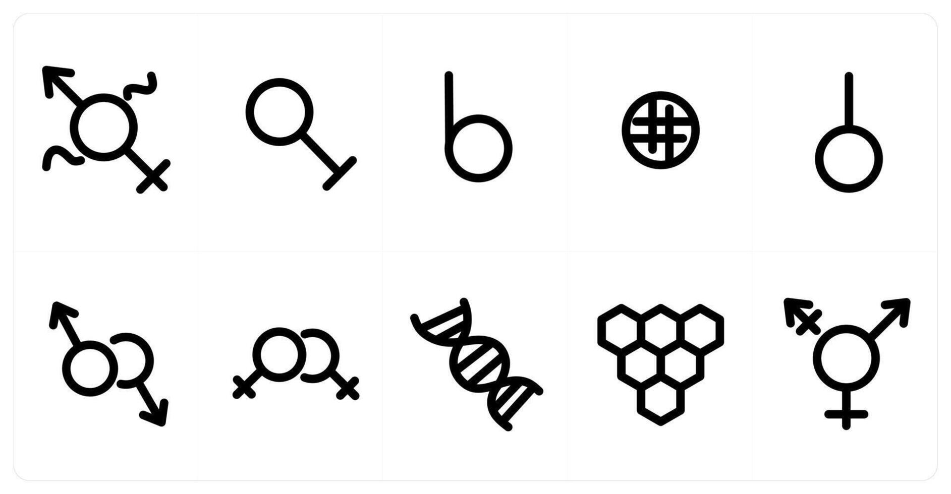A Set of 10 micro icons gender, transgender, male vector