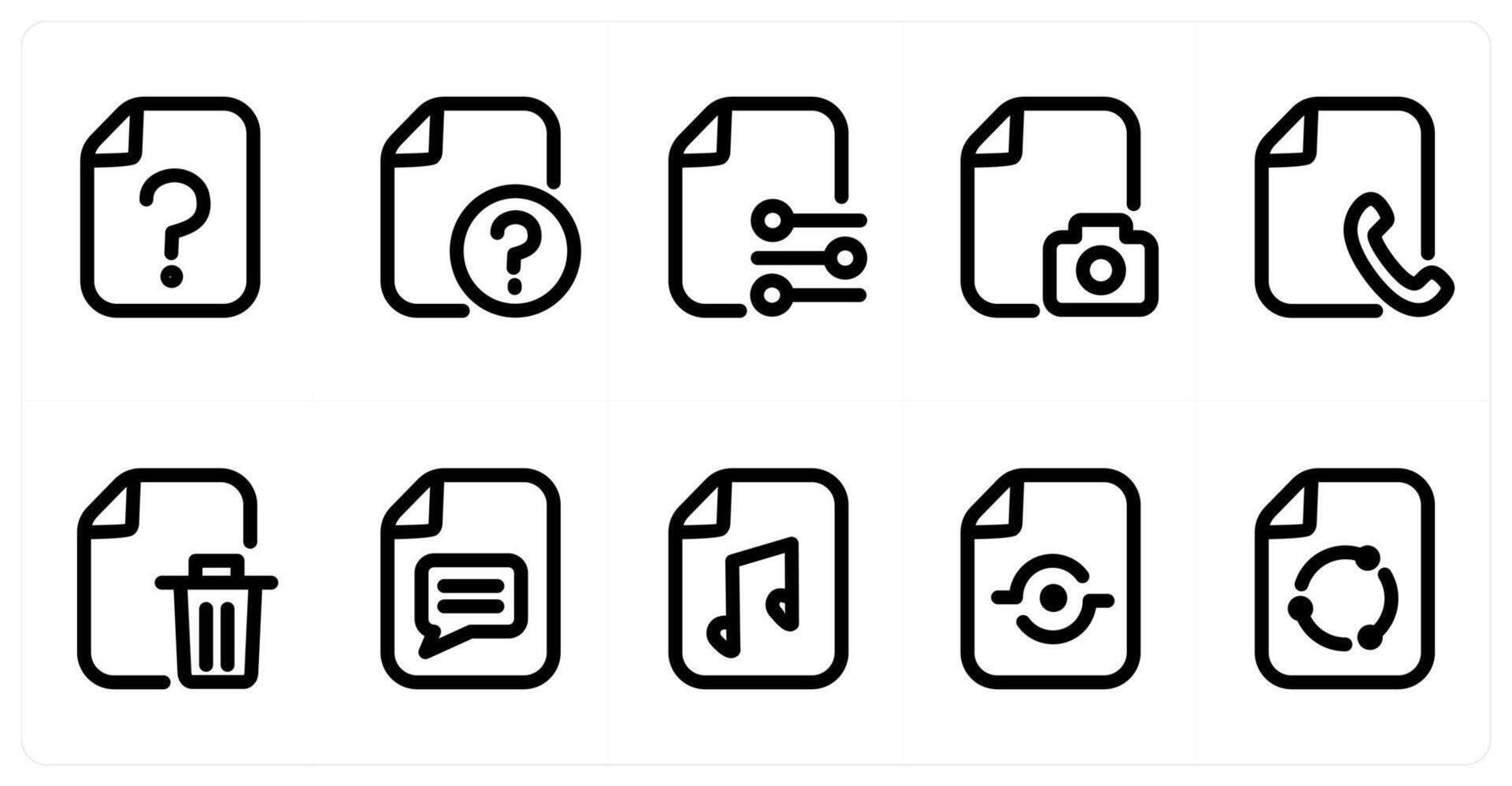 Set of 10 micro icons as file query, file, camera file vector