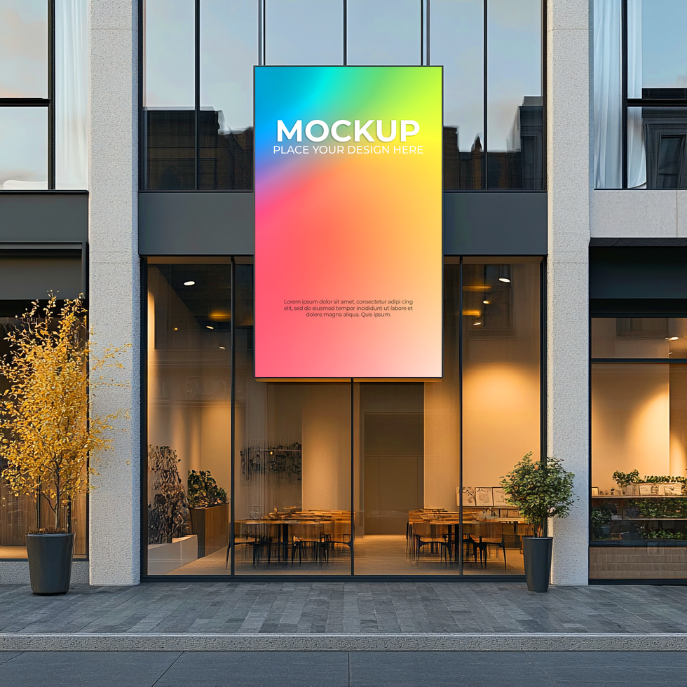 Shop Signboard Mockup with Realistic Storefront Background psd