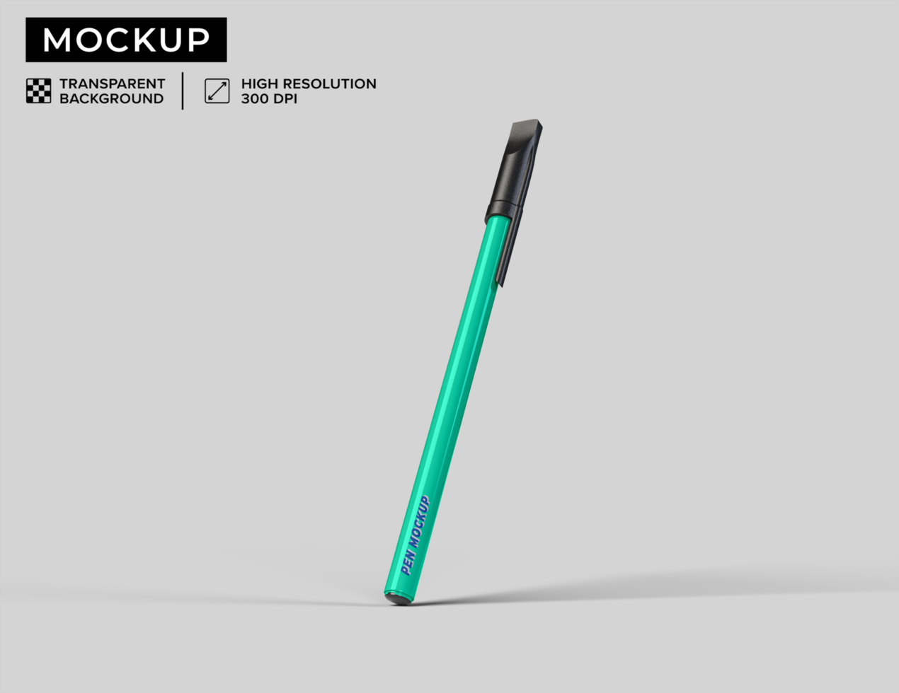 plastic pen mockup with black cap psd