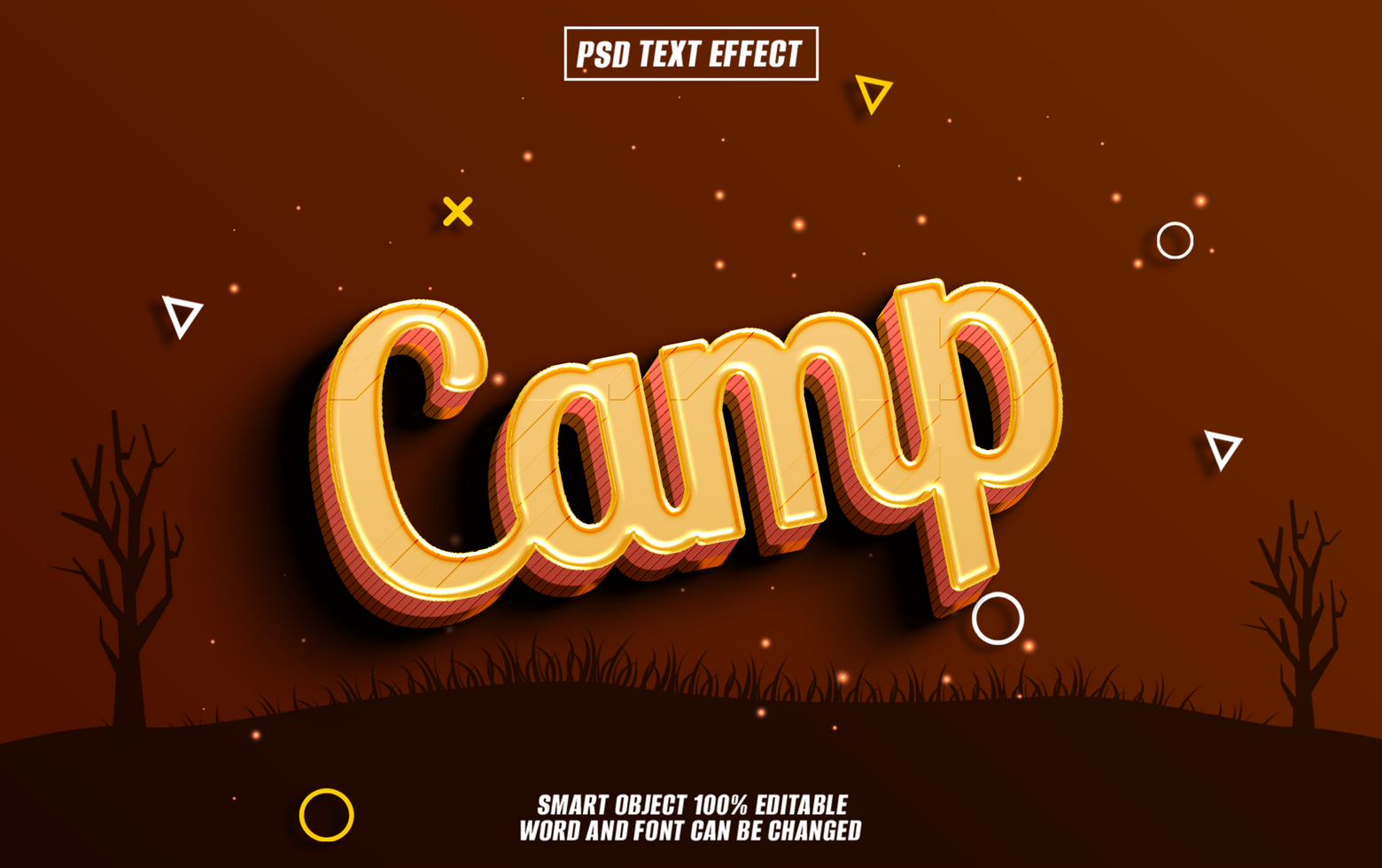 Rustic Camp text effect for outdoor and adventure-themed psd