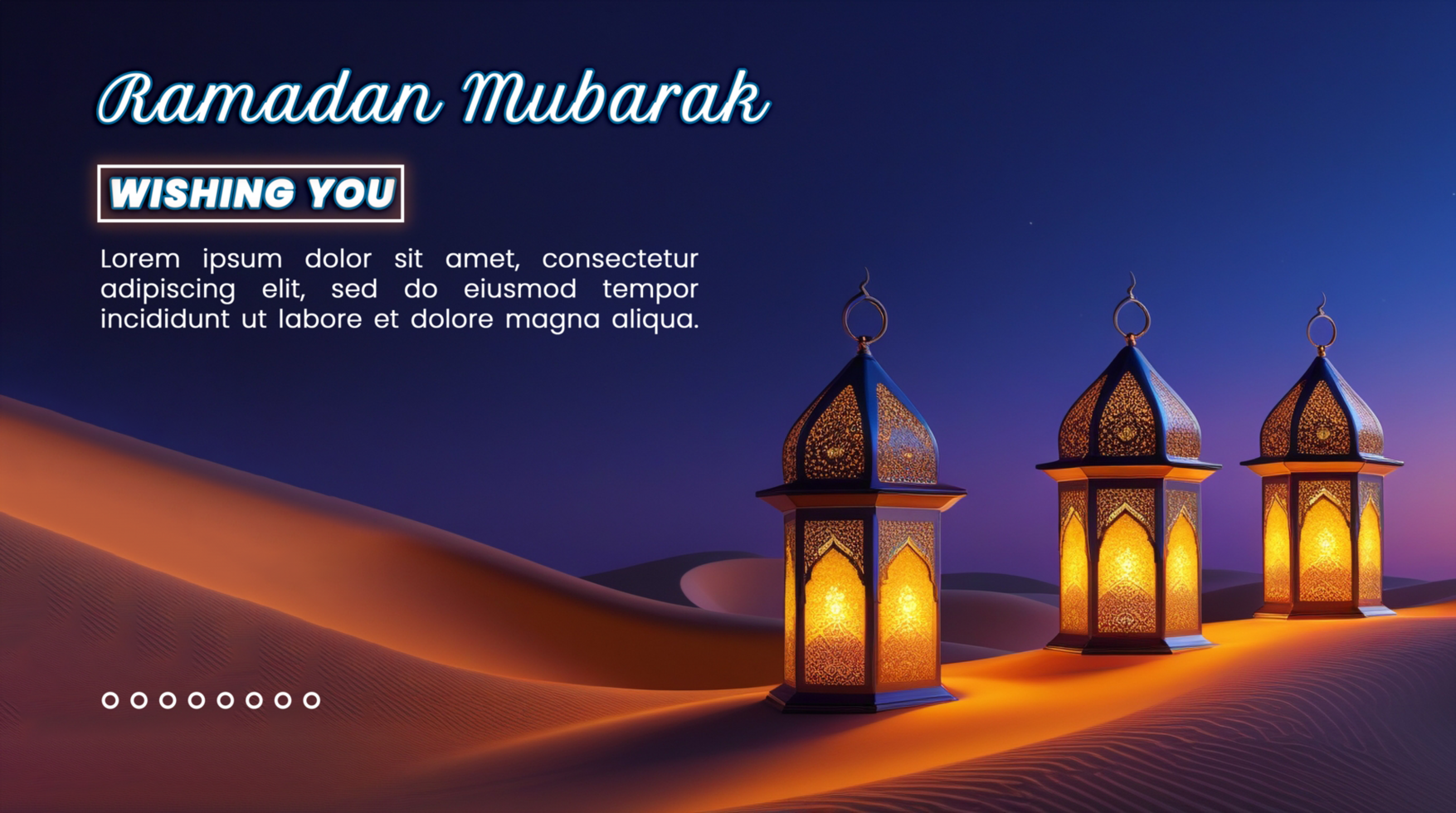 Glorious lantern lamp with a bright ramadan lantern in an islamic background for eid mubarak night psd