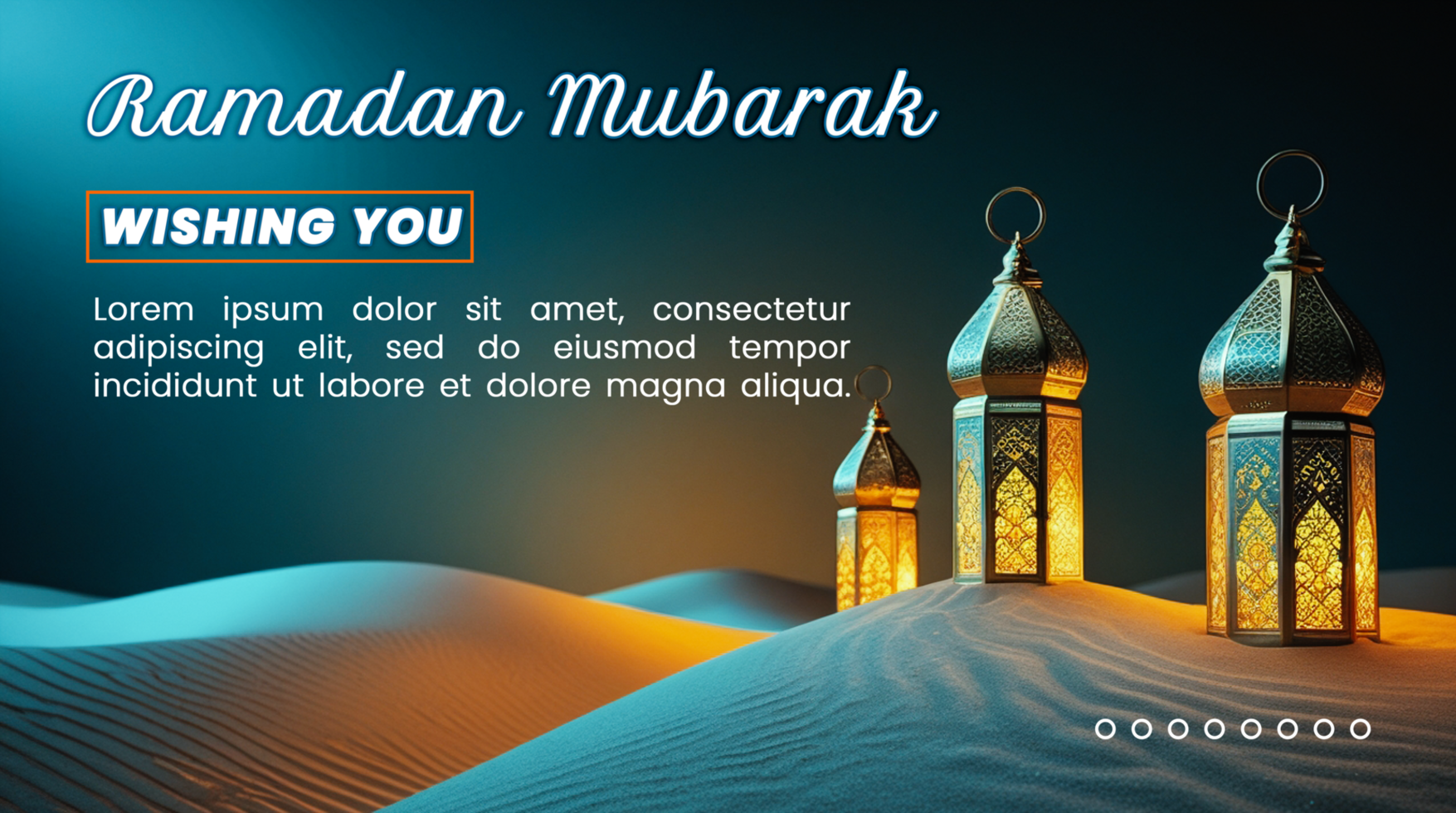 Radiant lantern lamp with a stylish ramadan lantern in an islamic background for eid mubarak night psd