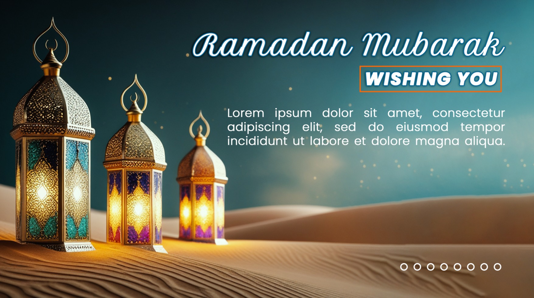 Serene lantern lamp with an artistic ramadan lantern in an islamic background for eid mubarak night psd