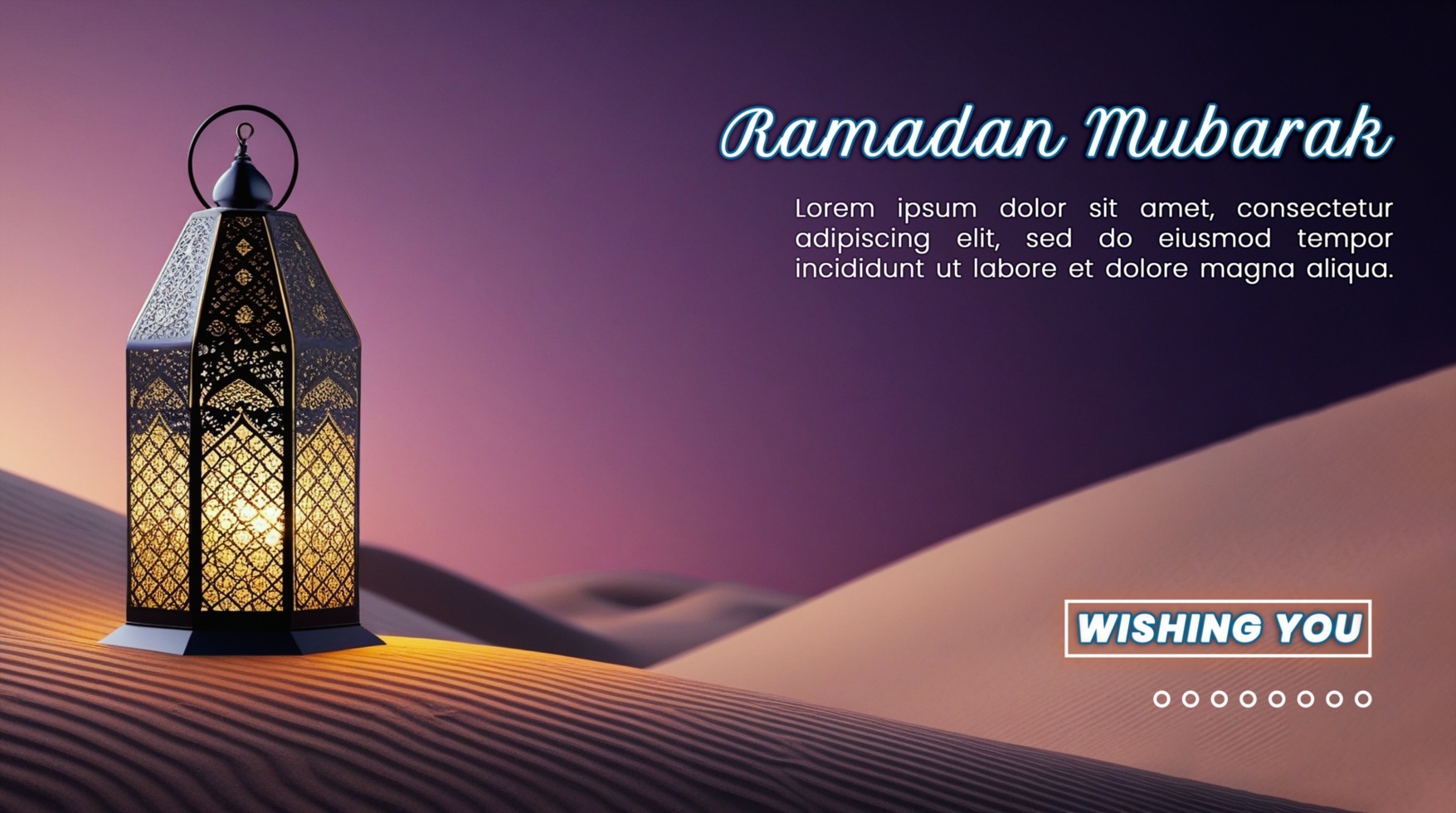 Golden lantern lamp with a softly lit ramadan lantern in an islamic background for eid mubarak psd