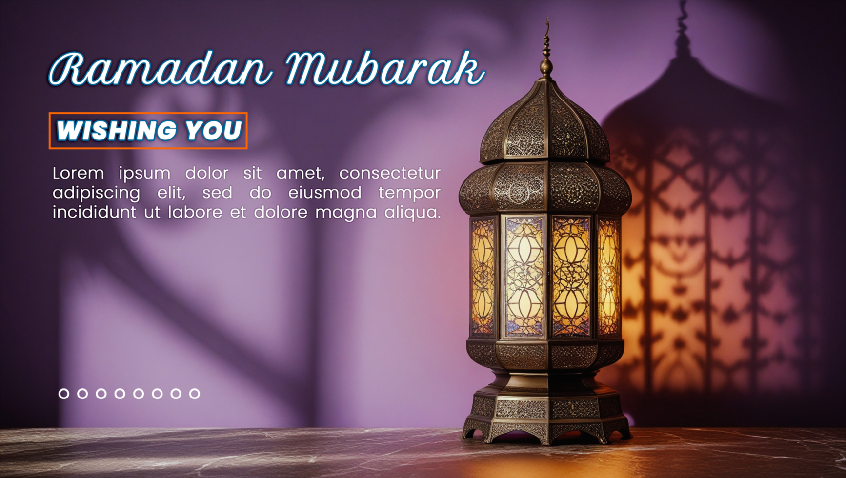 Dazzling lantern lamp with a beautifully designed ramadan lantern in an islamic background for eid mubarak psd