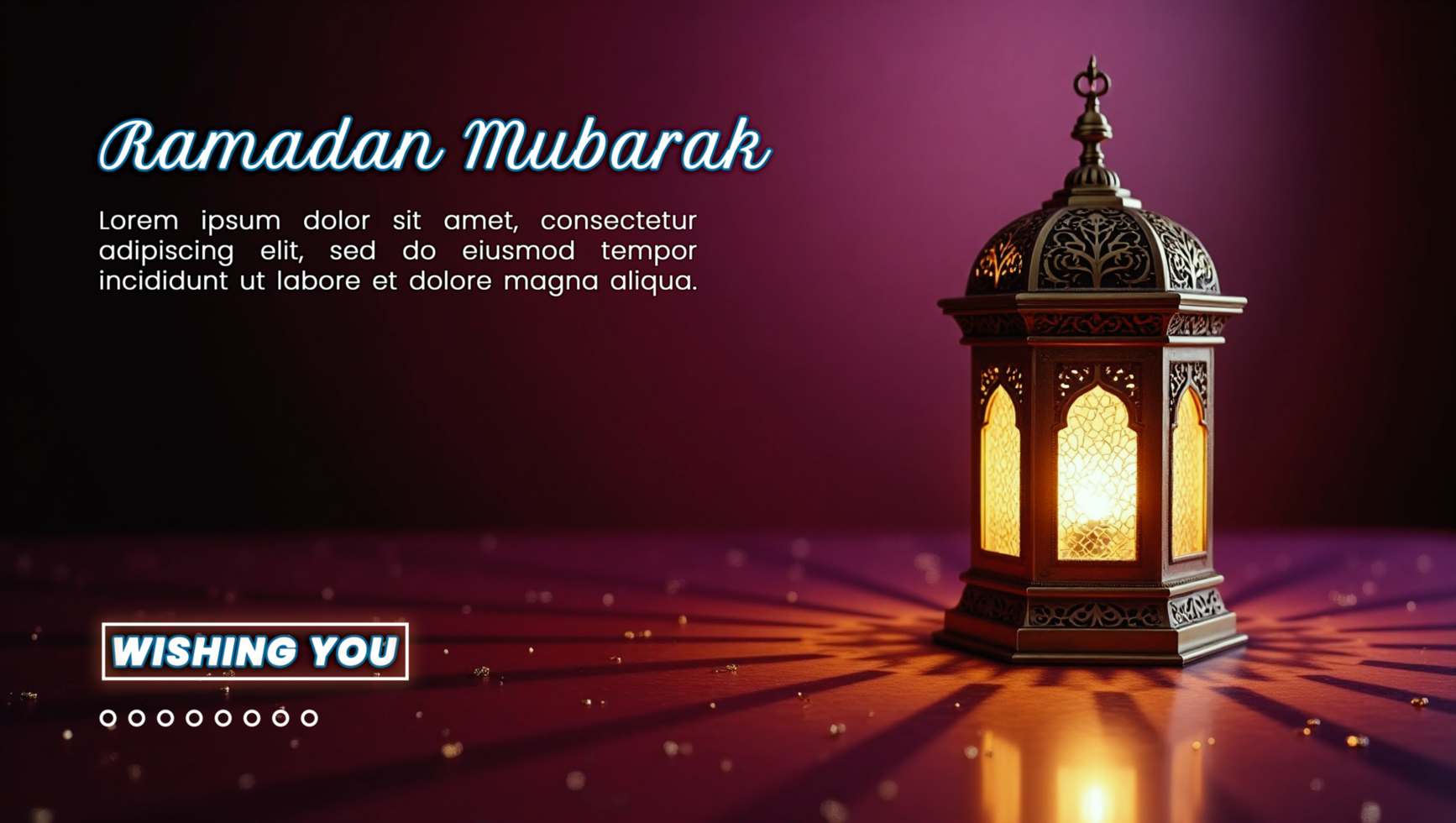 Radiant lantern lamp with an exquisite ramadan lantern in an islamic background for eid mubarak psd