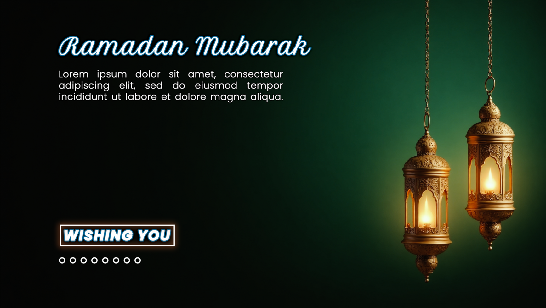 Gleaming lantern lamp with an artistic ramadan lantern in an islamic background for eid mubarak night psd