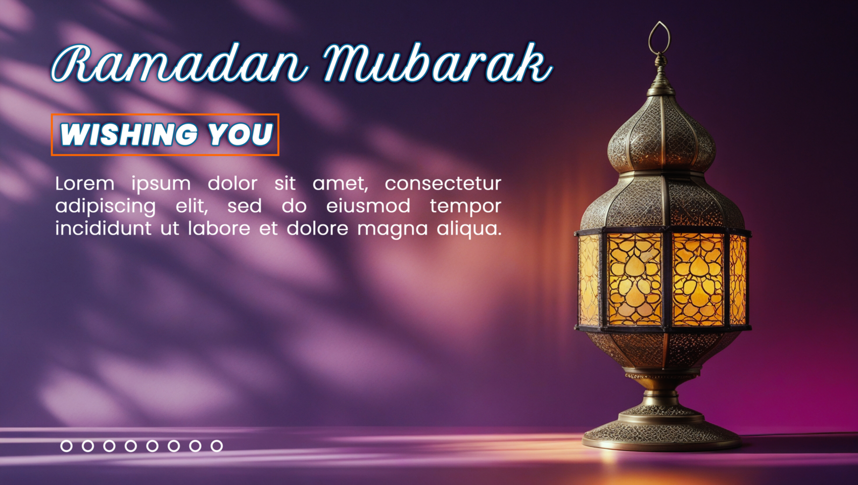 Luxurious lantern lamp with an inspiring ramadan lantern in an islamic background for eid mubarak psd
