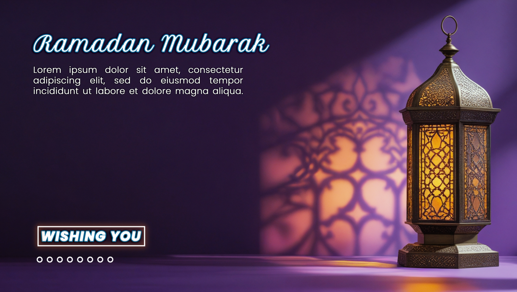 Bright lantern lamp with an intricate ramadan lantern in an islamic background for eid mubarak psd