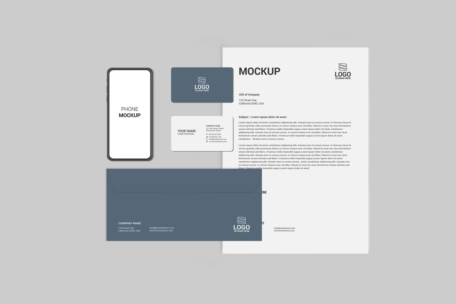 Letterhead Front View Stationary Mockup Design psd
