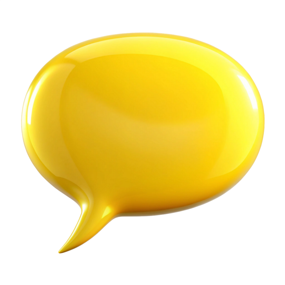 Glossy Yellow Speech Bubble Digital Rendering Illustration Graphic Design Element png